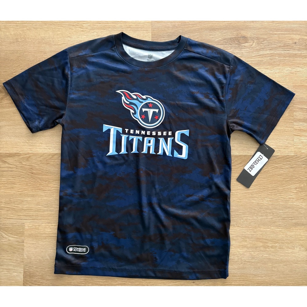 NWT Kids NFL Team Apparel Tennessee Titans Camo Tee - M (10/12) - Navy Blue Camo